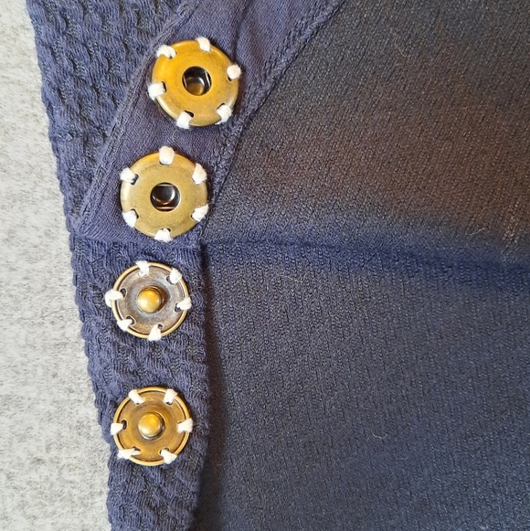 Deletta Blouse Womans Small Navy Blue Bohemian Hippie Feminine Business School - Picture 7 of 10